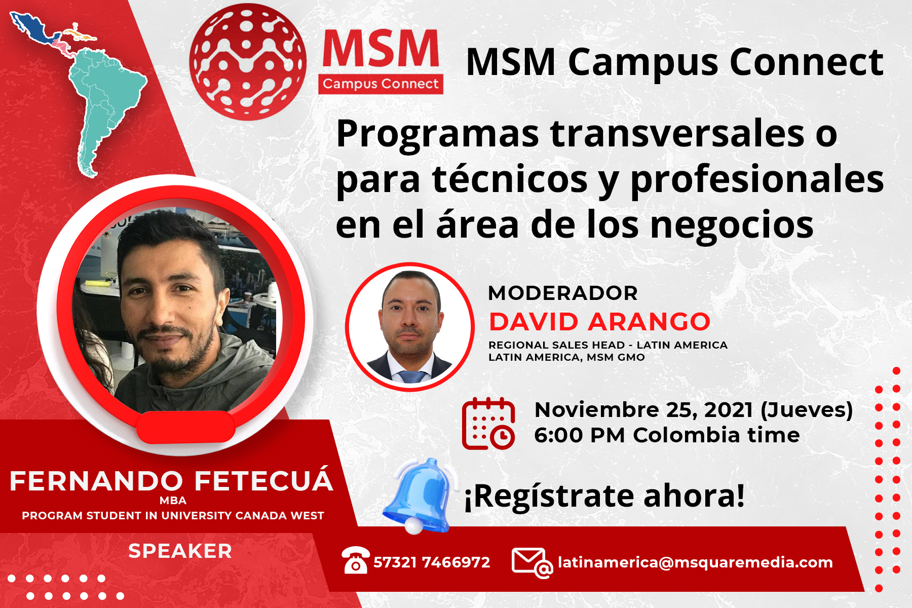 MSM Campus Connect Webinar Creative - Latin America - David