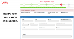 IELTS application form 4